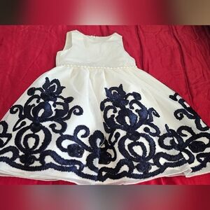 American Princess Dress Girl Size 3T Navy Blue White Pearls
